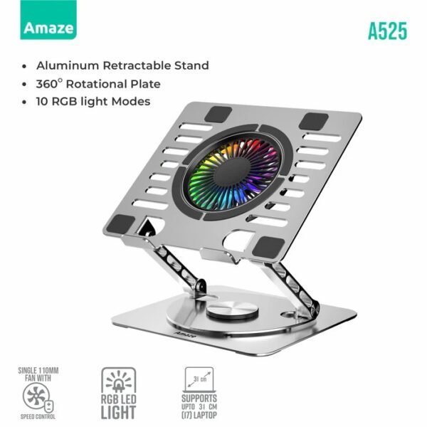 AMAZE A525 LAPTOP ALUMINUM ROTATABLE RGB COOLING STAND - Al Burooj ...