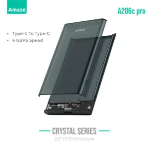 AMAZE A206C Pro PHANTOM SERIES TRANSPARENT 2.5" HDD ENCLOSURE - TYPE-C To TYPE-C 3.1 6GBPS