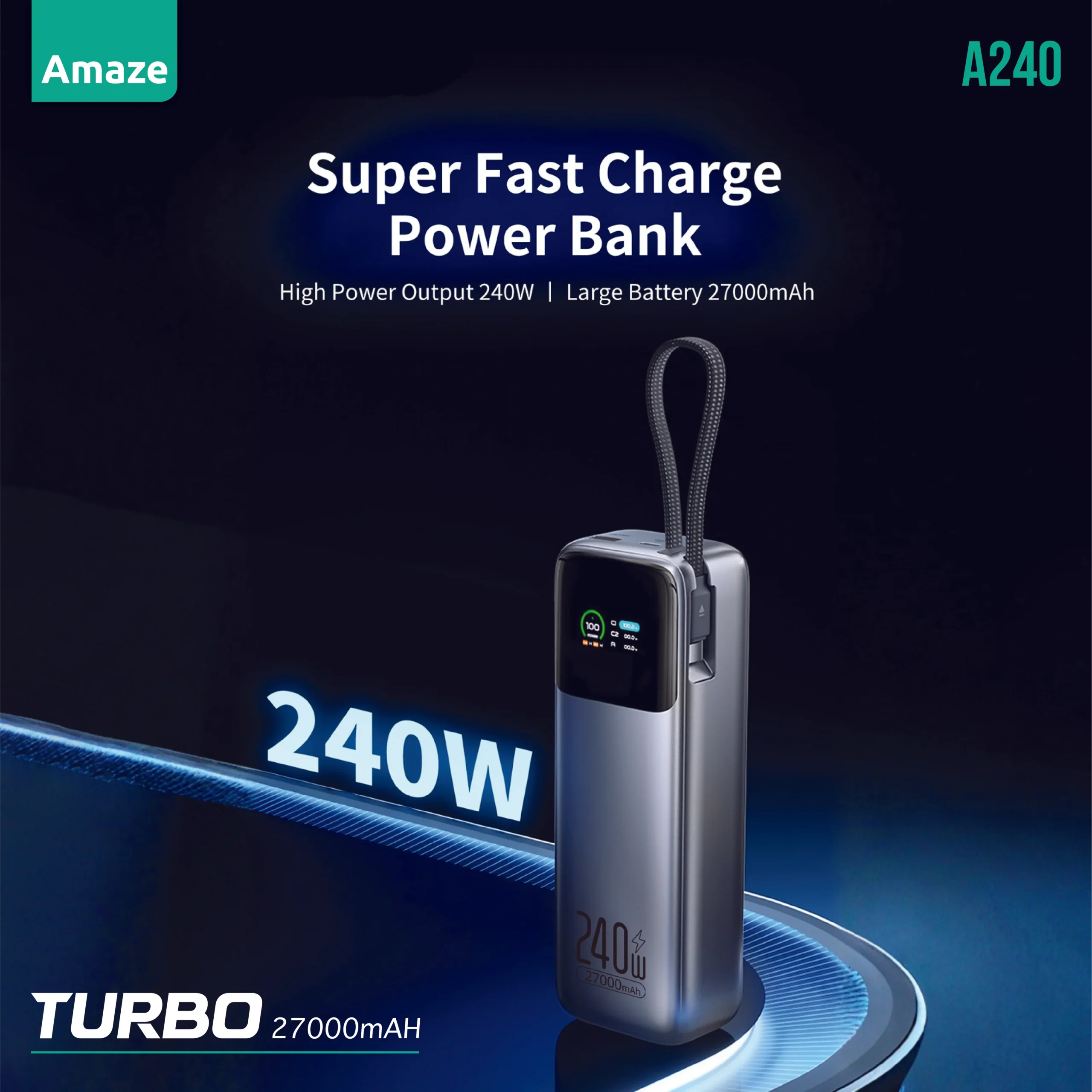 AMAZE A240 27000mAh 240 WATT SUPER FAST POWER BANK - Image 2