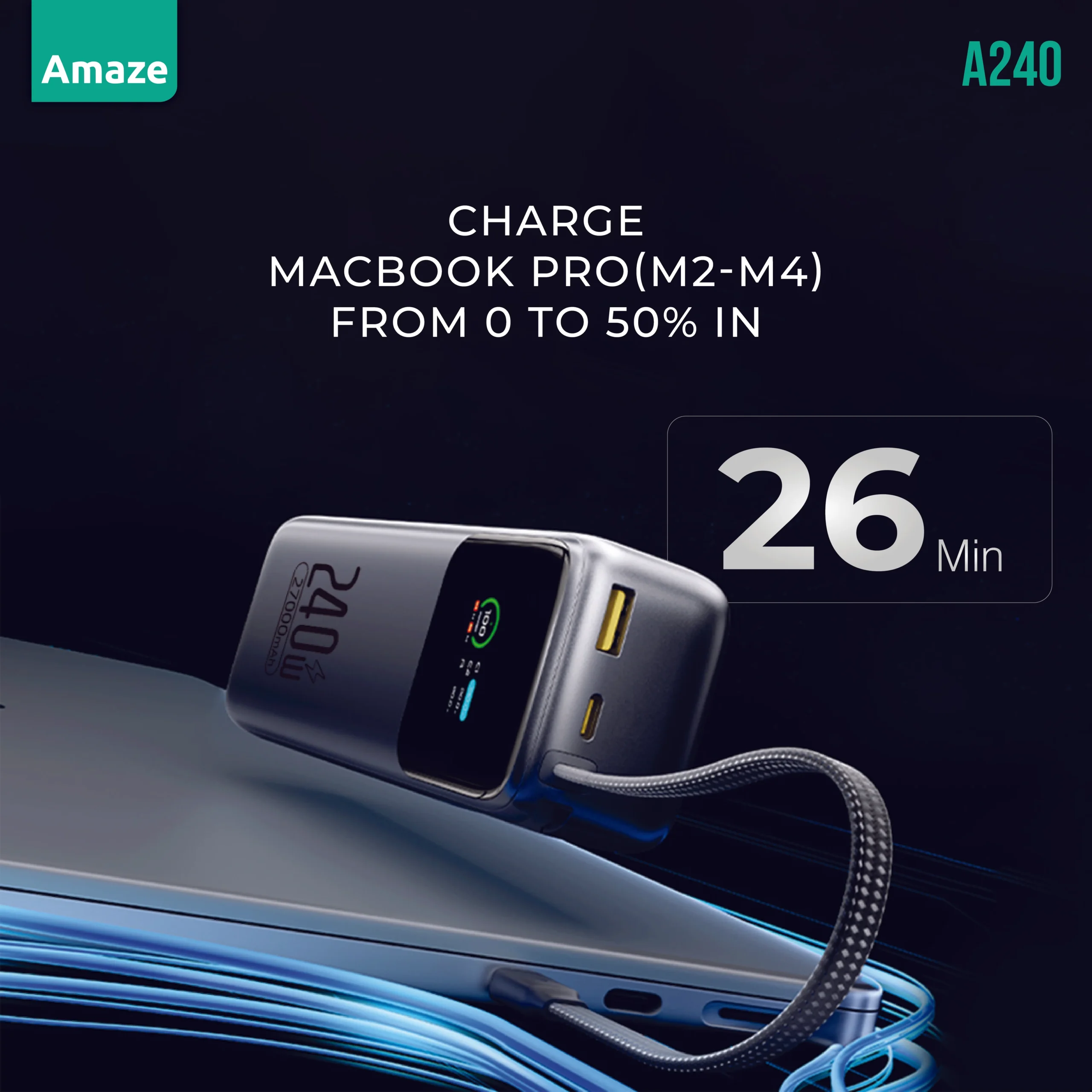 AMAZE A240 27000mAh 240 WATT SUPER FAST POWER BANK - Image 4
