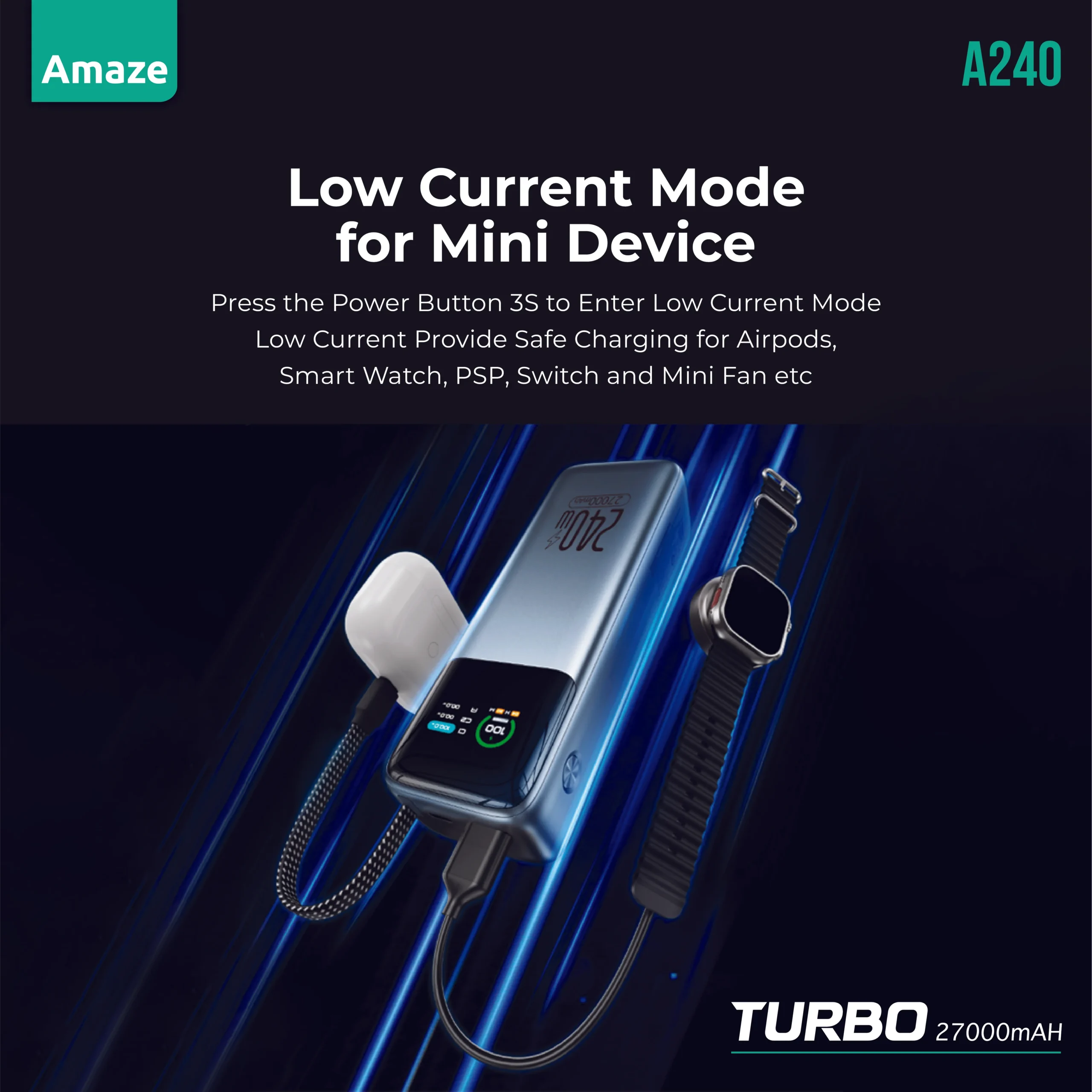 AMAZE A240 27000mAh 240 WATT SUPER FAST POWER BANK - Image 5