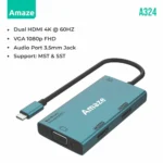 AMAZE A324 TYPE C TO DUAL HDMI + VGA + AUDIO HUB