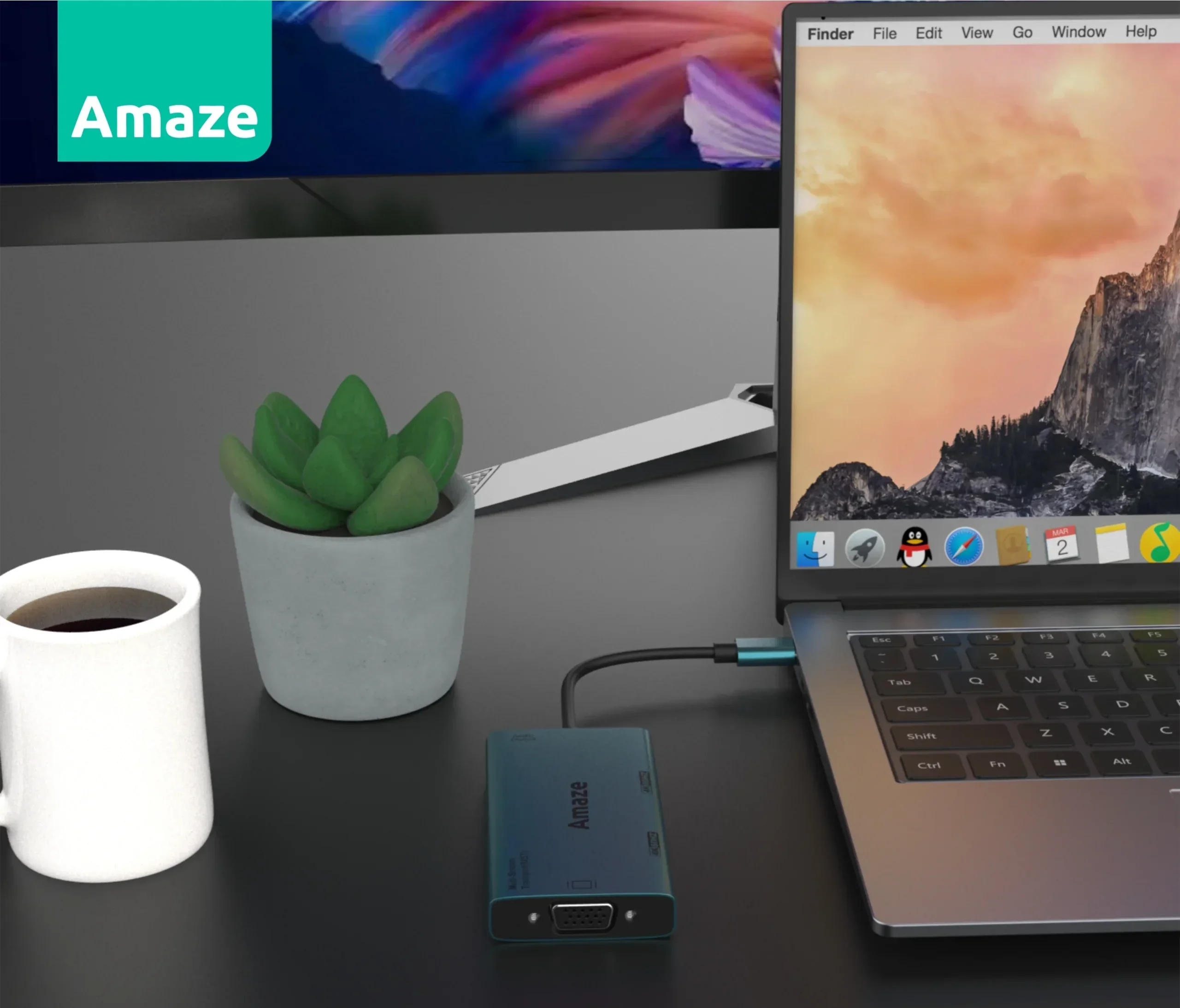 AMAZE A324 TYPE C TO DUAL HDMI + VGA + AUDIO HUB - Image 2