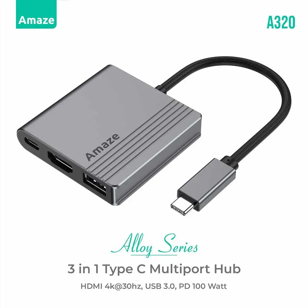 Amaze A320 Aluminum Alloy 3-in1 Multiport Hub