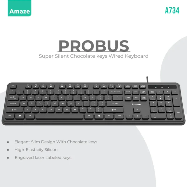 Amaze A734 Probus Super Silent Chocolate Keys Wired Keyboard - Al ...