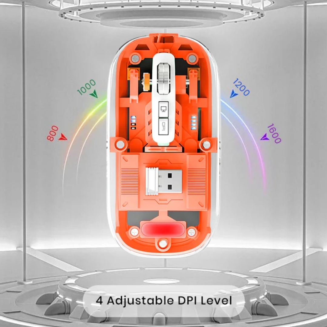 M133 Fashion Transparent Wireless+Bluetooth RGB Mouse - Tri-Mode Connectivity - Image 5
