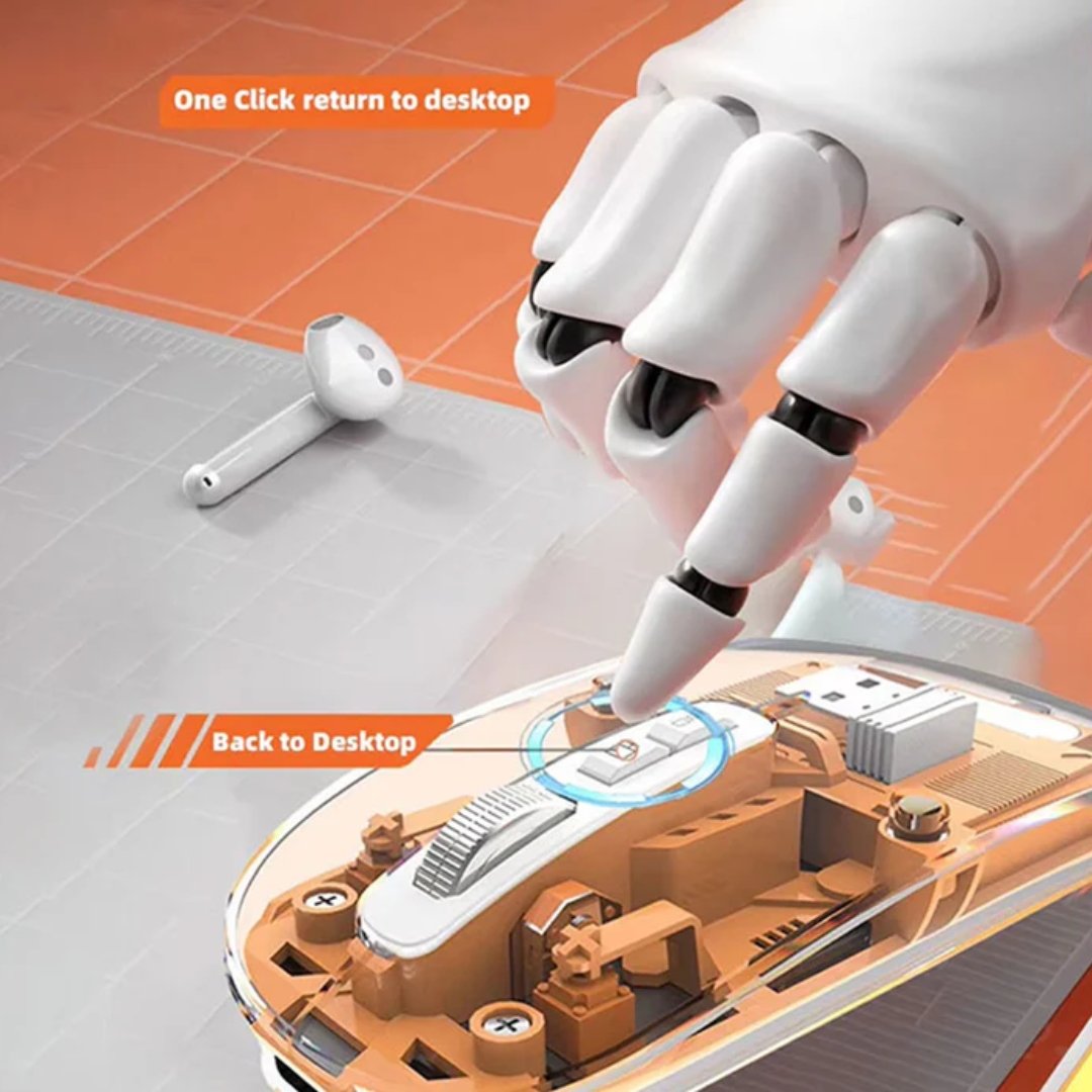 M133 Fashion Transparent Wireless+Bluetooth RGB Mouse - Tri-Mode Connectivity - Image 6