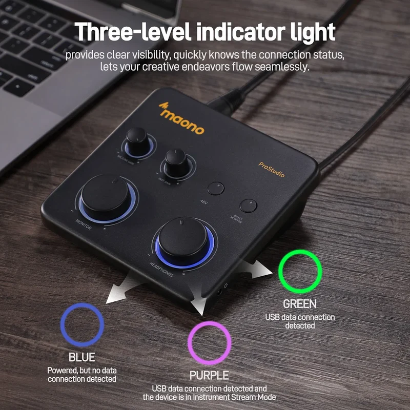MAONO PS22 Lite ProStudio 2x2 Lite USB Audio Interface - Image 14