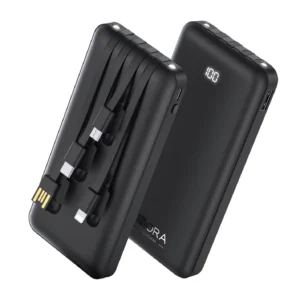 1Hora GAR148 10,000mAh Power Bank with Built-in Cables & Dual Flashlights