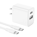 1Hora GAR162 2-Port USB & Type-C 20W Fast Charger with Type-C to Type-C Cable
