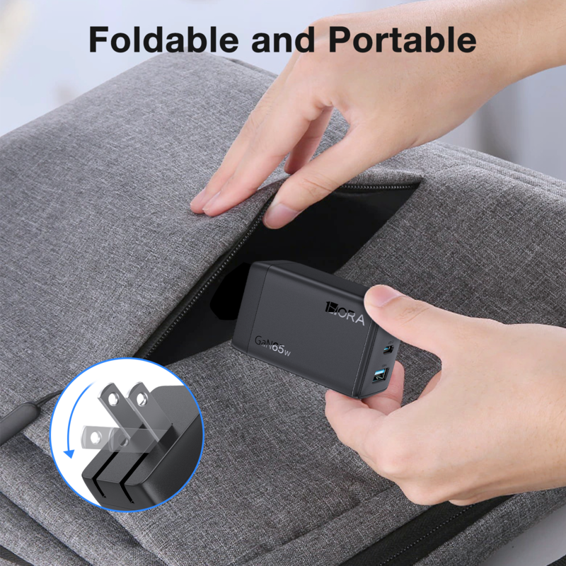 1Hora GAR322 3-Ports Output 65W GaN Fast Charger with 2M Type C to Type C Cable - Image 5