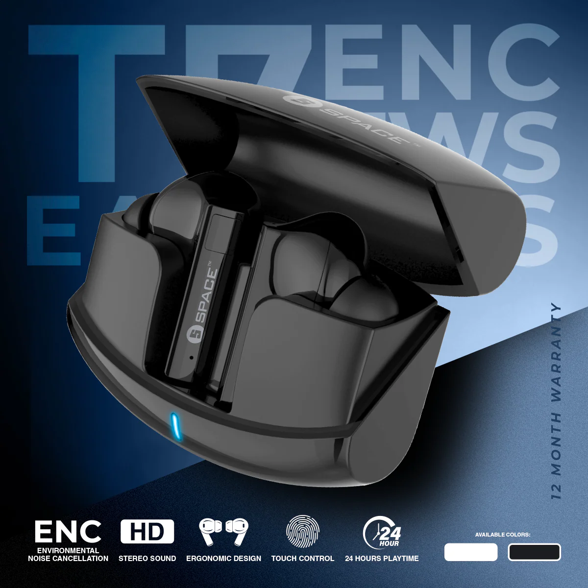 Space T7 ENC True Wireless Earbuds