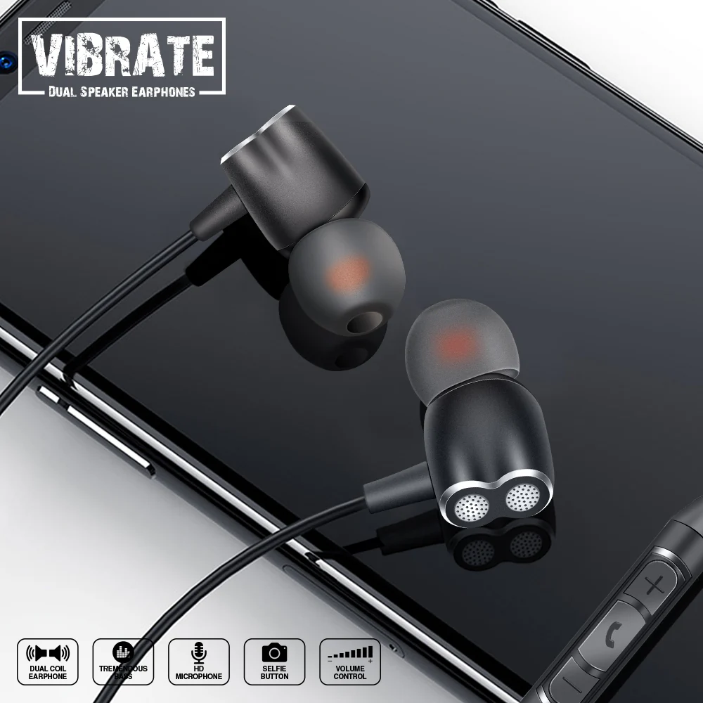 Space VT-535 Vibrate Dual Speaker Earphones