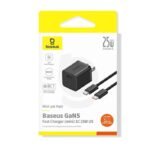 Baseus GaN5 Fast Charger Mini Single Type C Port 25W US With Type C To Type C Cable