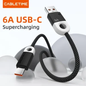 CABLETIME CAP1J 6A USB-A to USB-C Fast Charge Braided Cable - 1.5m