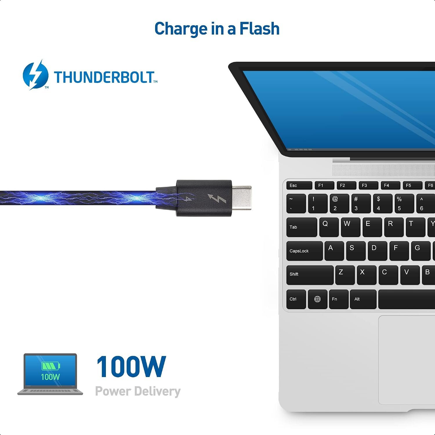 CABLETIME CT40H Thunderbolt 4 Intel-Certified Cable 8K/40Gbps/100W – 1M - Image 4